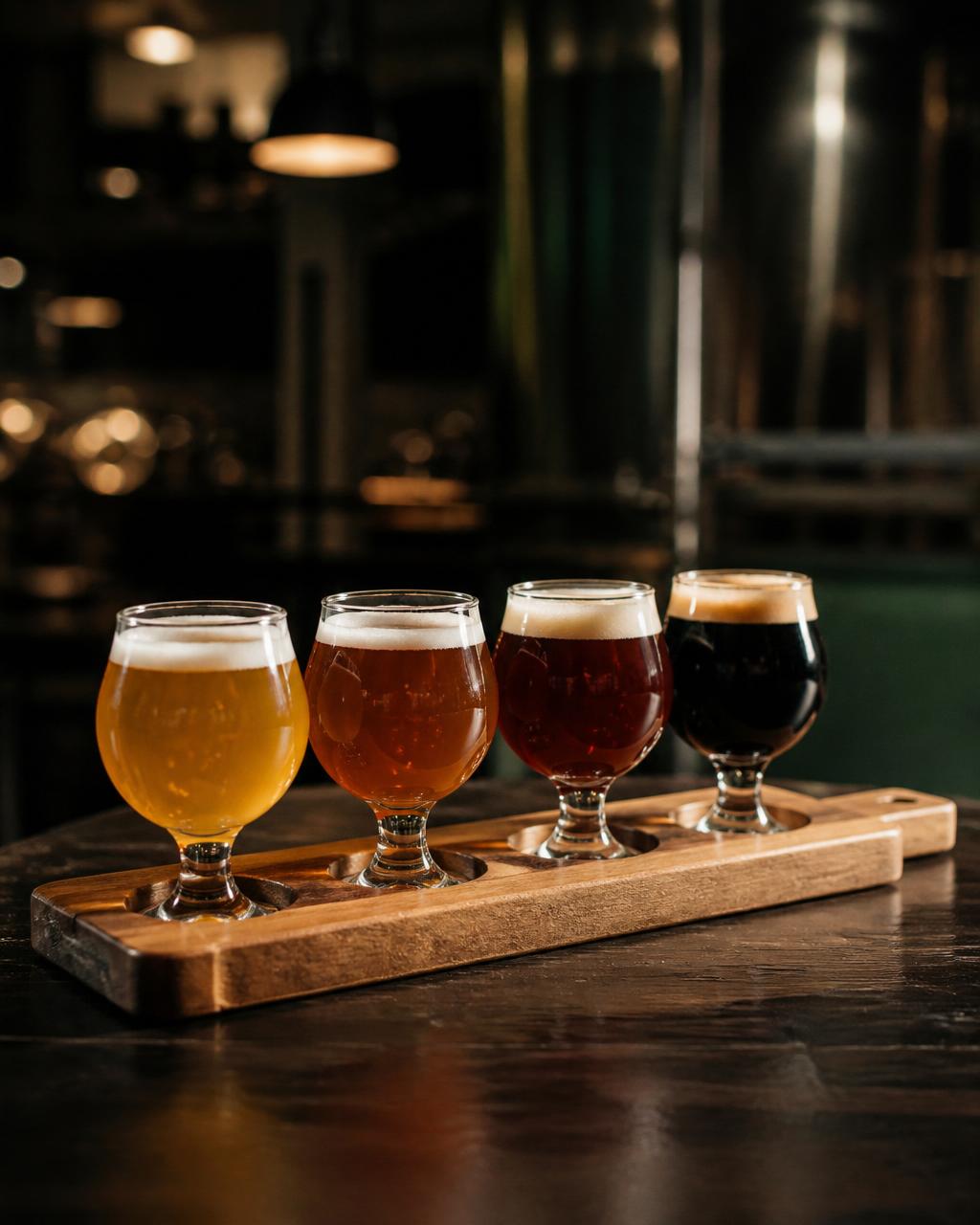 Beer tasting paddle at The Brew Hub